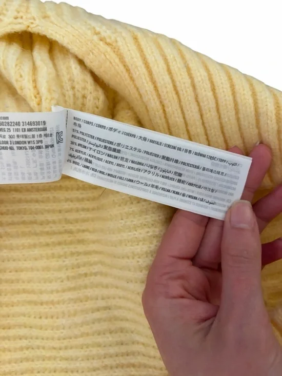 Abercrombie & Fitch Cardigan Sweater Chunky Knit Collard Light Yellow Large - Picture 5 of 5